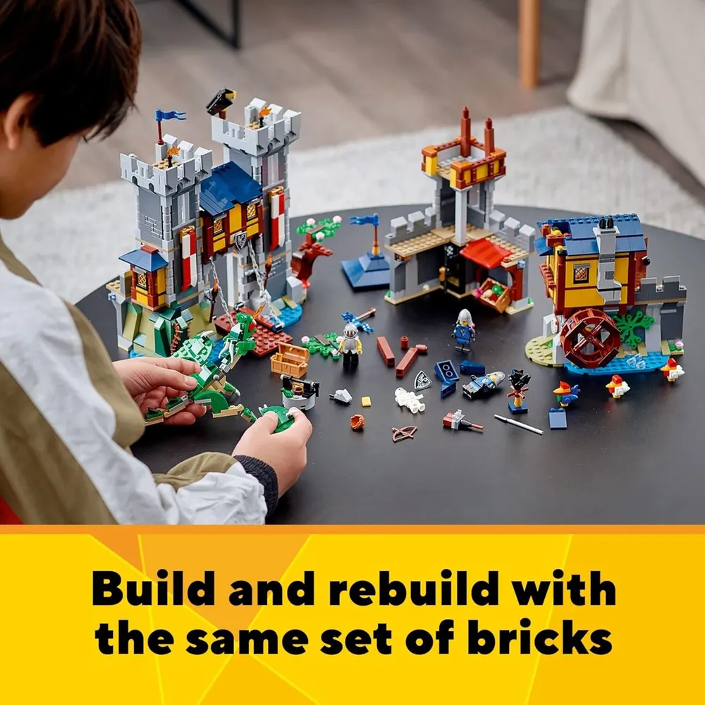 Lego Creator 3 en 1 castillo medieval transformable con dragón y minifiguras