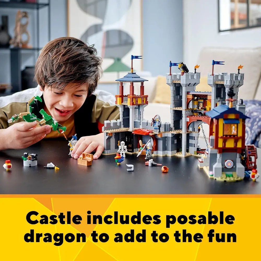 Lego Creator 3 en 1 castillo medieval transformable con dragón y minifiguras