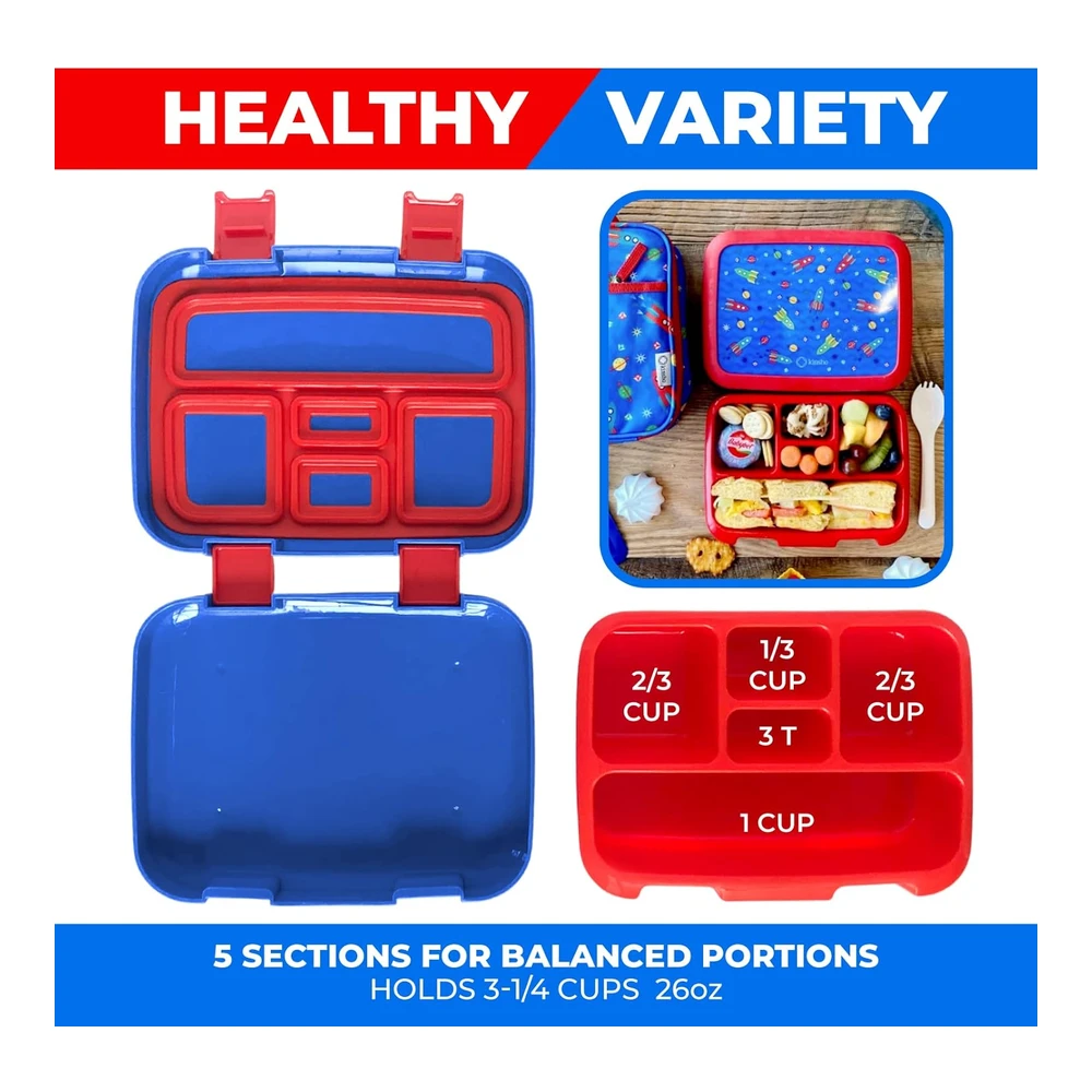 Lonchera Bento Infantil - 5 Secciones para Control de Porciones