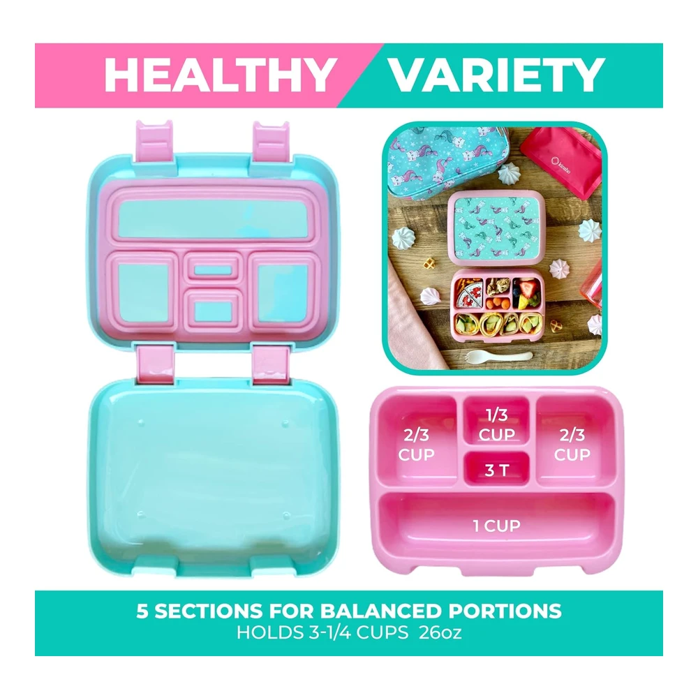 Lonchera Bento Infantil - 5 Secciones para Control de Porciones