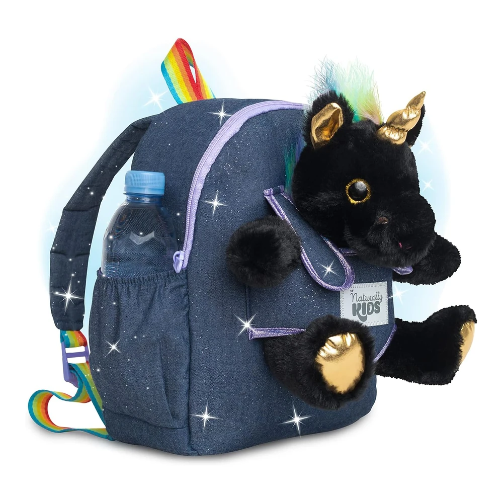 b08zg4d6j7_m.webp Naturally Kids Mochilas - para niños y Niñas con Animales de Peluche - Regalos de 3 a 5 Años - Unicornio Negro - Mochila Mediana