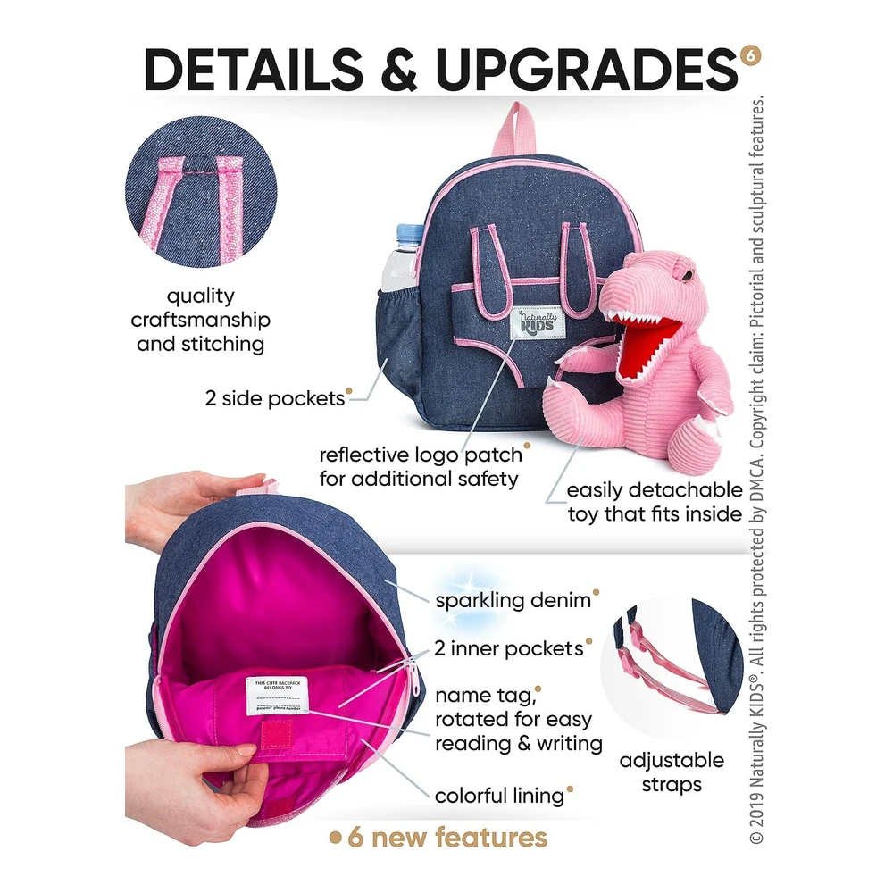 b08zgjmrpq_4.webp MOCHILA NATURALLY KIDS T-REX | ROSA