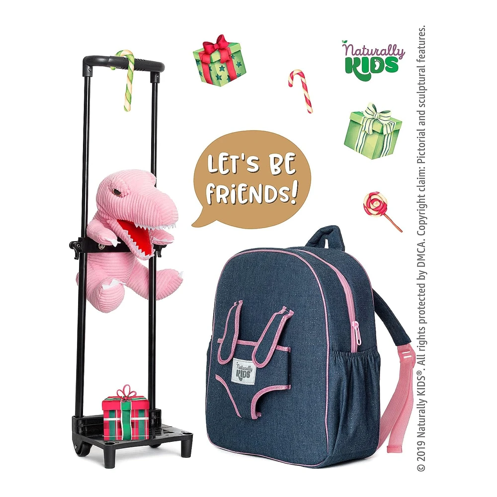 b08zhfbd5x_4.webp Naturally Kids Mochilas - para niños y Niñas con Animales de Peluche - Regalos de 3 a 5 Años - Rose T-Rex - Bolsa con Ruedas