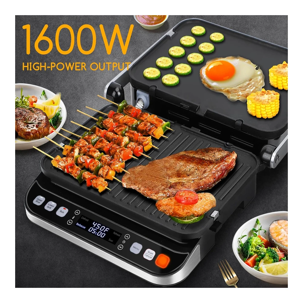 b08zmrfptt_3.webp TAYLOR SWODEN - SANDWICHERA DE PRENSA PANINI 10 EN 1 - PARRILLA ELÉCTRICA PARA INTERIORES DE 1600 W CON PLACAS ANTIADHERENTES DE DOBLE CARA - PANTALLA TÁCTIL LED - CONTROL DE TEMPERATURA INDEPENDIENTE - SE ABRE A 180 GRADOS - ACERO INOXIDABLE