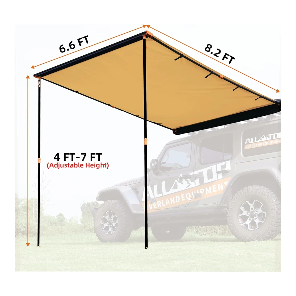b08zspct32_2.webp All-Top - Toldo para Vehículo 6.6 X 8.2 Pies Extraíble - Retráctil - 4x4 - Resistente a La Intemperie - Protección Uv50+ - Toldo Lateral para Jeep / Suv / Camioneta / Van