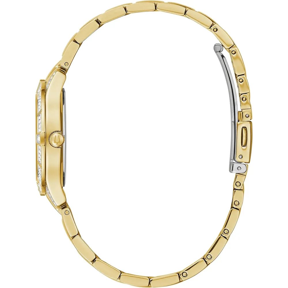 Bulova reloj Crystal Phantom mujer cuarzo 3 agujas segundero pequeño nácar | Oro/Plata
