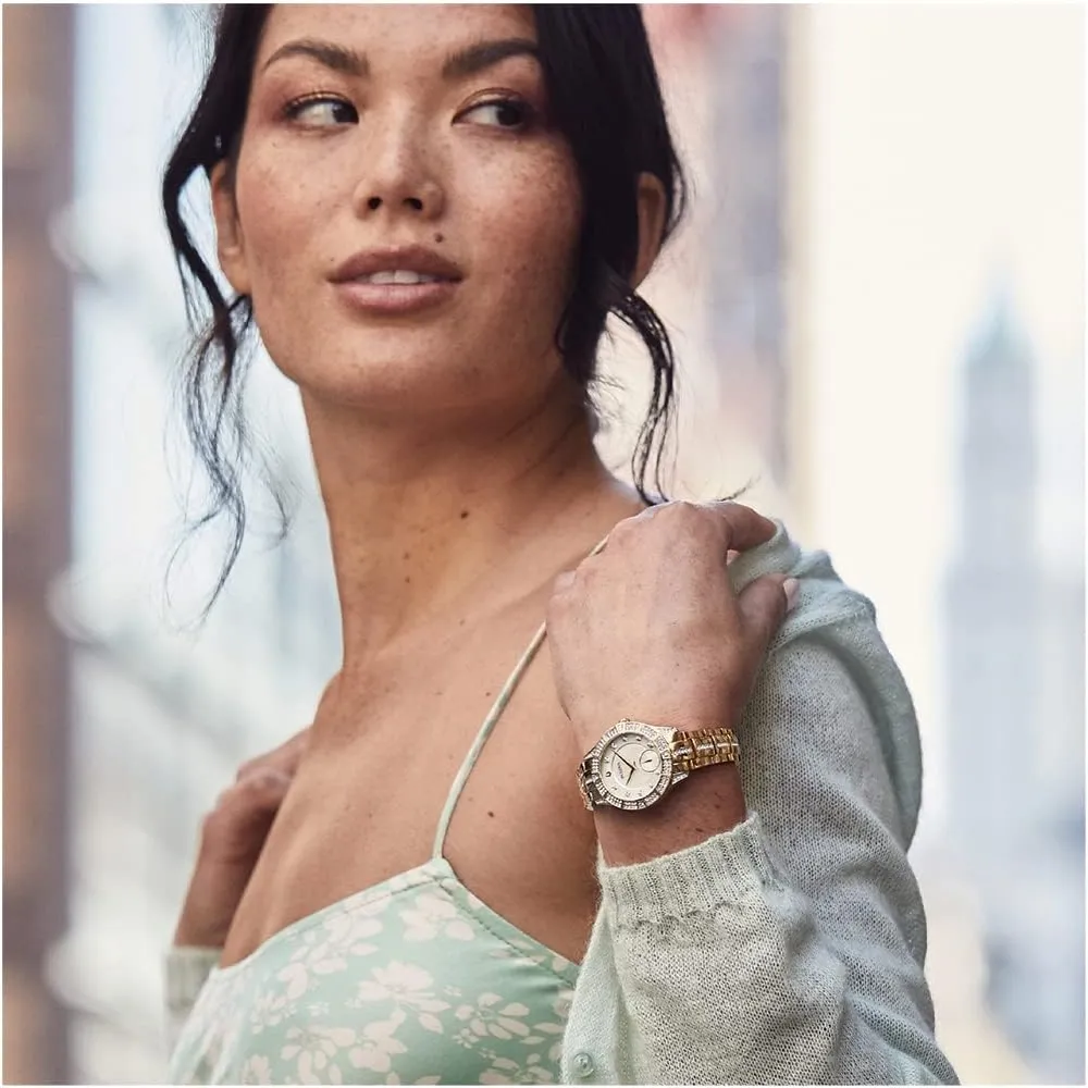 Bulova reloj Crystal Phantom mujer cuarzo 3 agujas segundero pequeño nácar | Oro/Plata