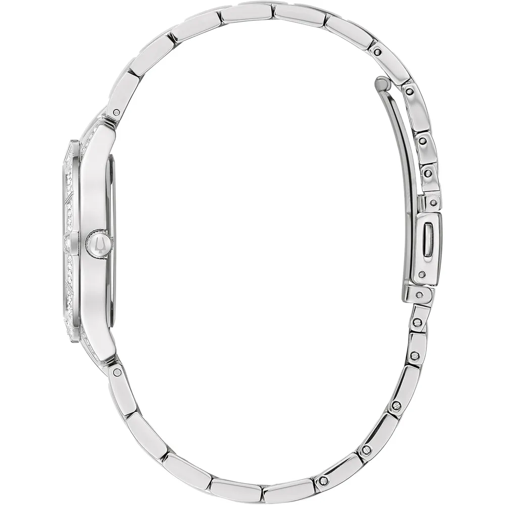Bulova reloj Crystal Phantom mujer cuarzo 3 agujas segundero pequeño nácar | Plateado