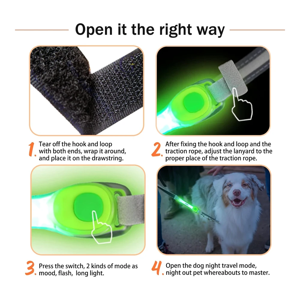 Laroo Collar de Perro Iluminado con Calcomanías de Nailon - Accesorios Universales para Arnés de Correa - Collar de Silicona Impermeable para Perro Led Intermitente - Seguridad Nocturna Al Aire Libre - Silicona Nailon - No Es Una Piedra Preciosa