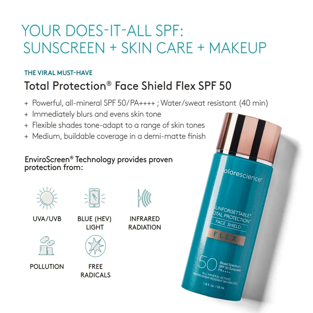 Protector facial protección total Colorescience de 1.8 fl oz / 53 ml | Deep
