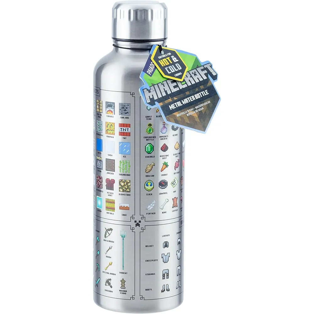 Paladone Minecraft, botella metálica 500 ml oficial