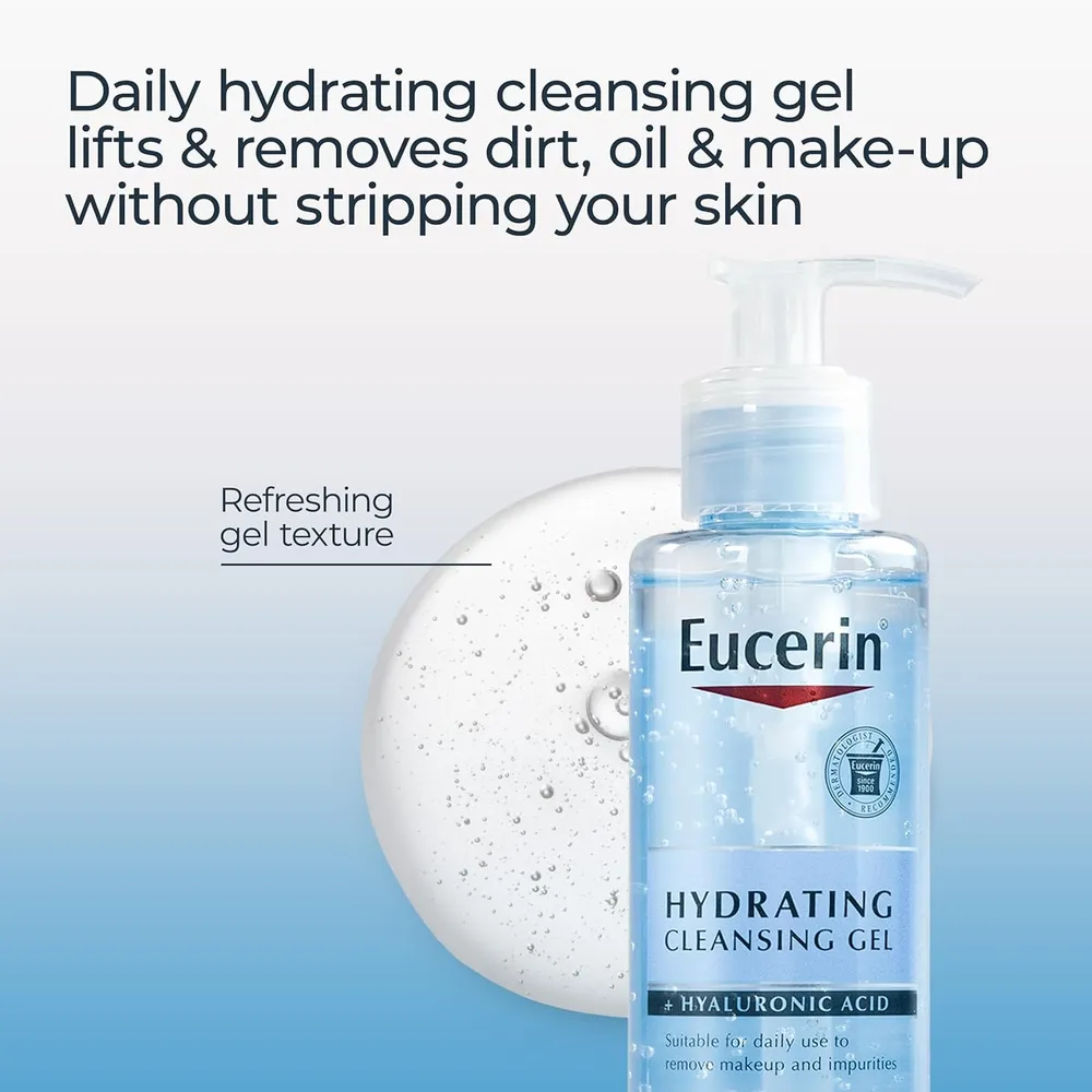 EUCERIN GEL LIMPIADOR FACIAL HIDRATANTE CON ÁCIDO HIALURÓNICO 6.8 OZ / 200 ML