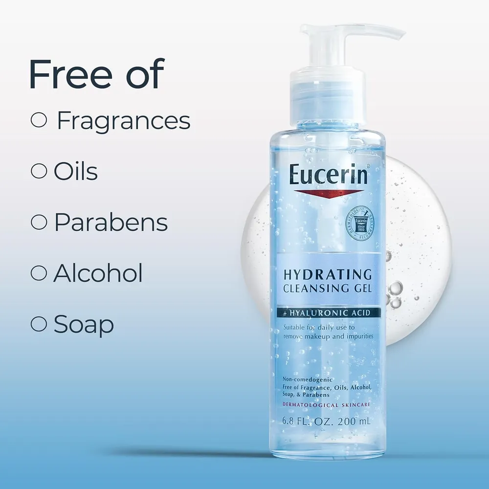 EUCERIN GEL LIMPIADOR FACIAL HIDRATANTE CON ÁCIDO HIALURÓNICO 6.8 OZ / 200 ML