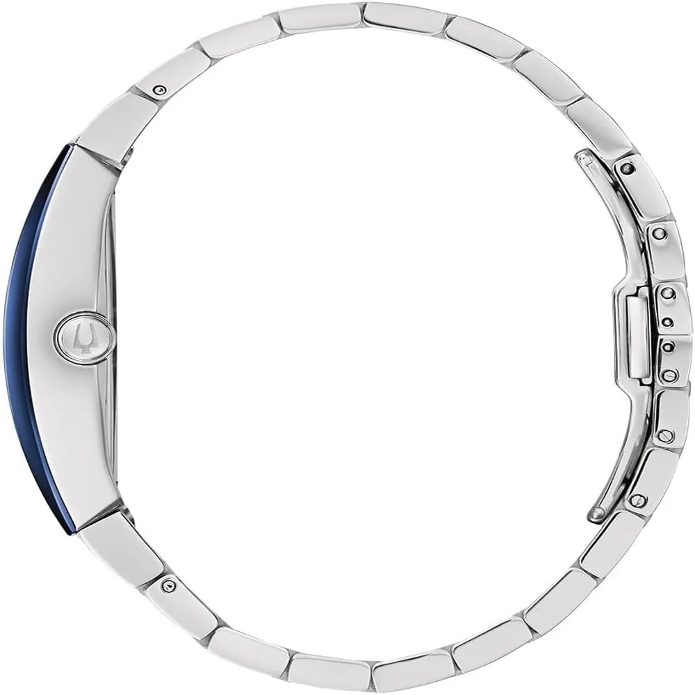 Bulova reloj moderno Gemini hombre cuarzo 3 agujas acero cristal | Plateado/Azul