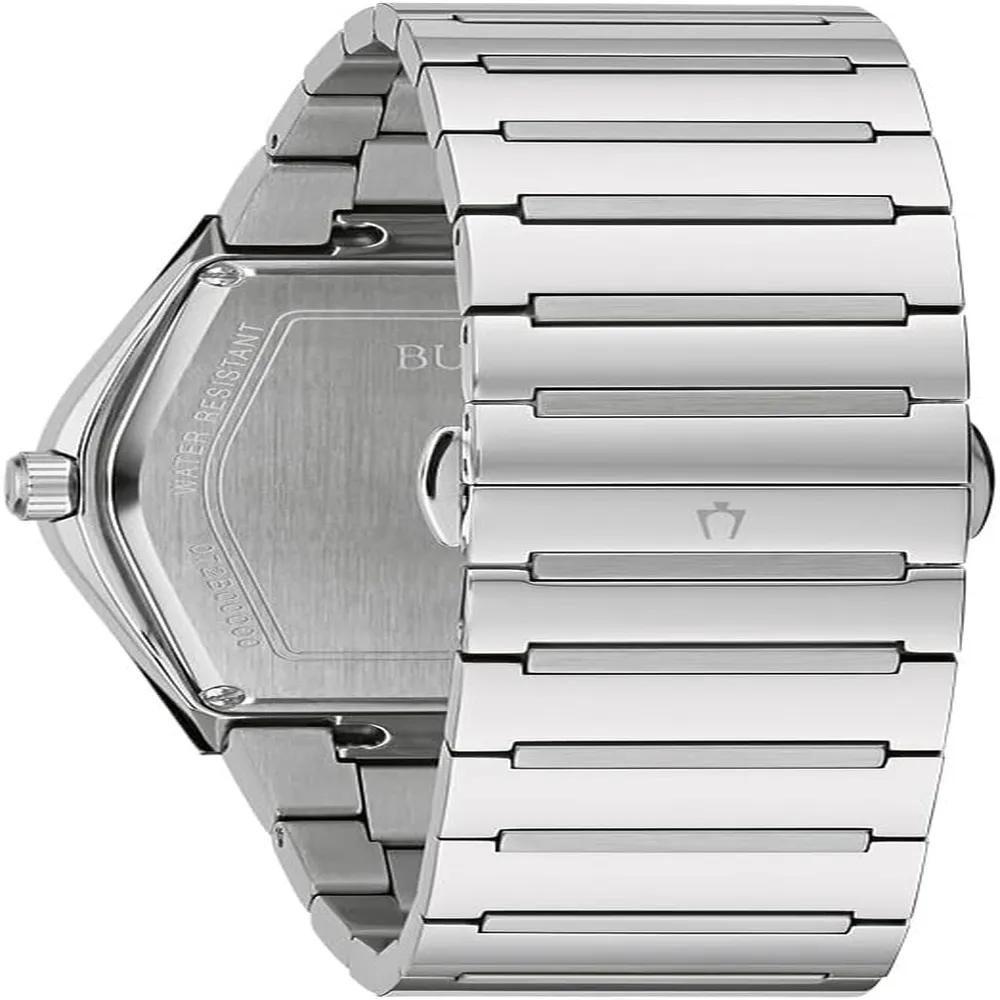 Bulova reloj moderno Gemini hombre cuarzo 3 agujas acero cristal | Plateado/Azul