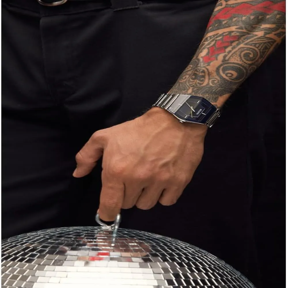Bulova reloj moderno Gemini hombre cuarzo 3 agujas acero cristal | Plateado/Azul