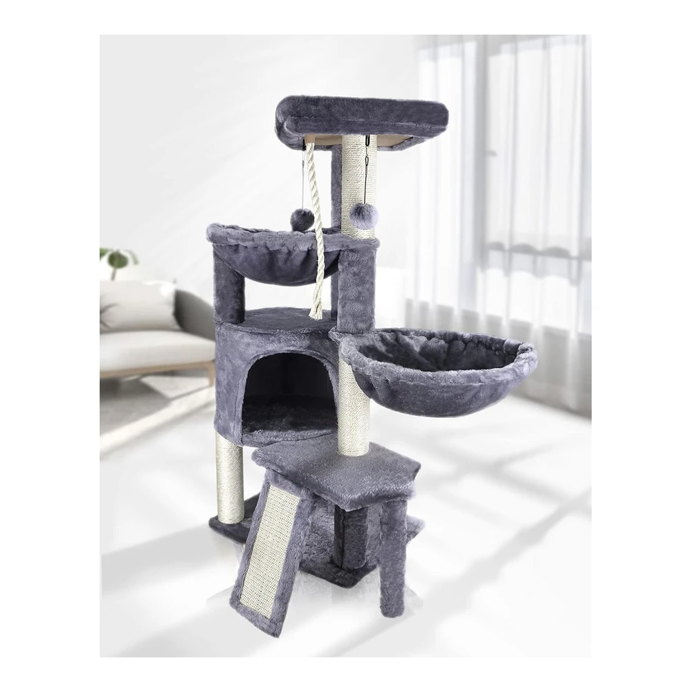 Xin Árbol para Gatos de Tres Capas con Condominio para Gatos y Dos Hamacas Gris | Gris