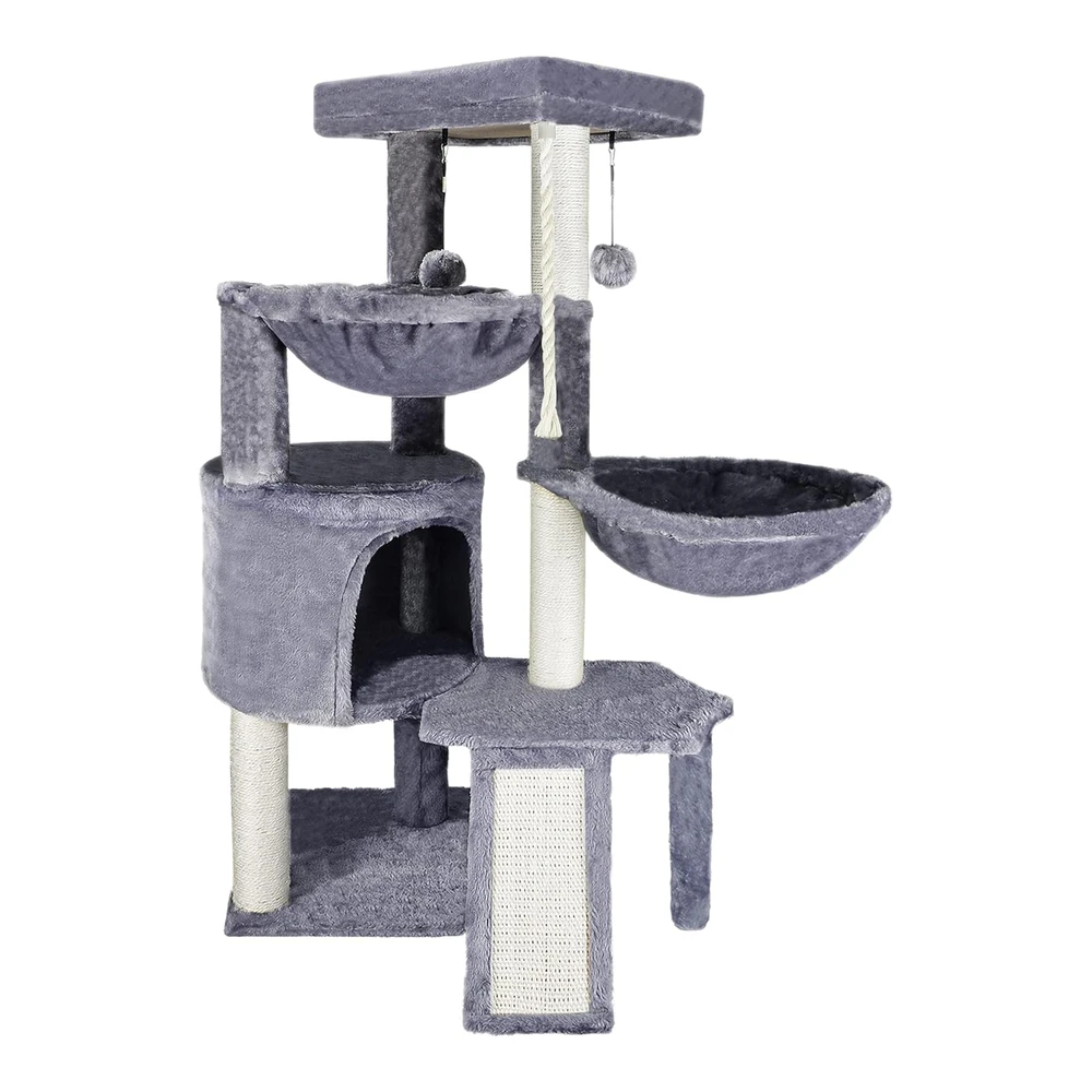 Xin Árbol para Gatos de Tres Capas con Condominio para Gatos y Dos Hamacas Gris | Gris