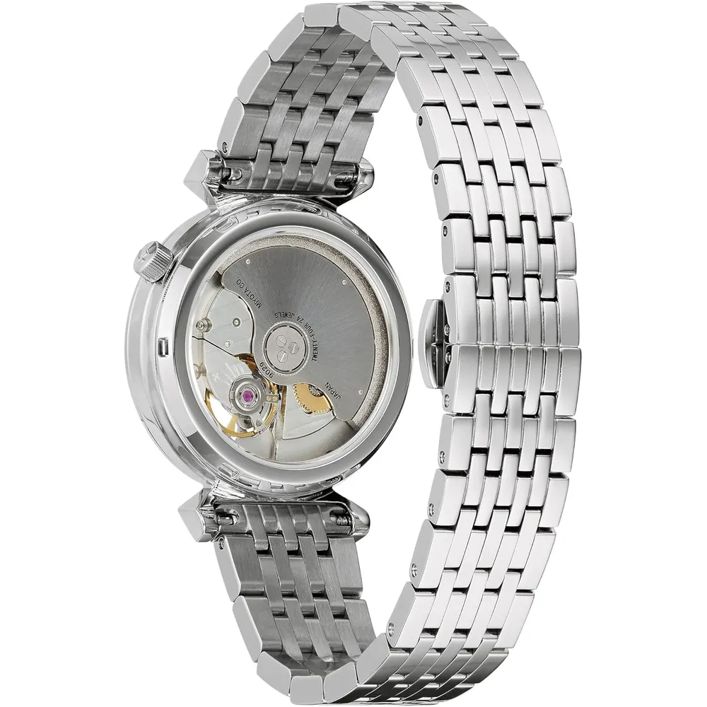 Bulova reloj Regatta Diamond mujer automático apertura abierta nácar | Plateado