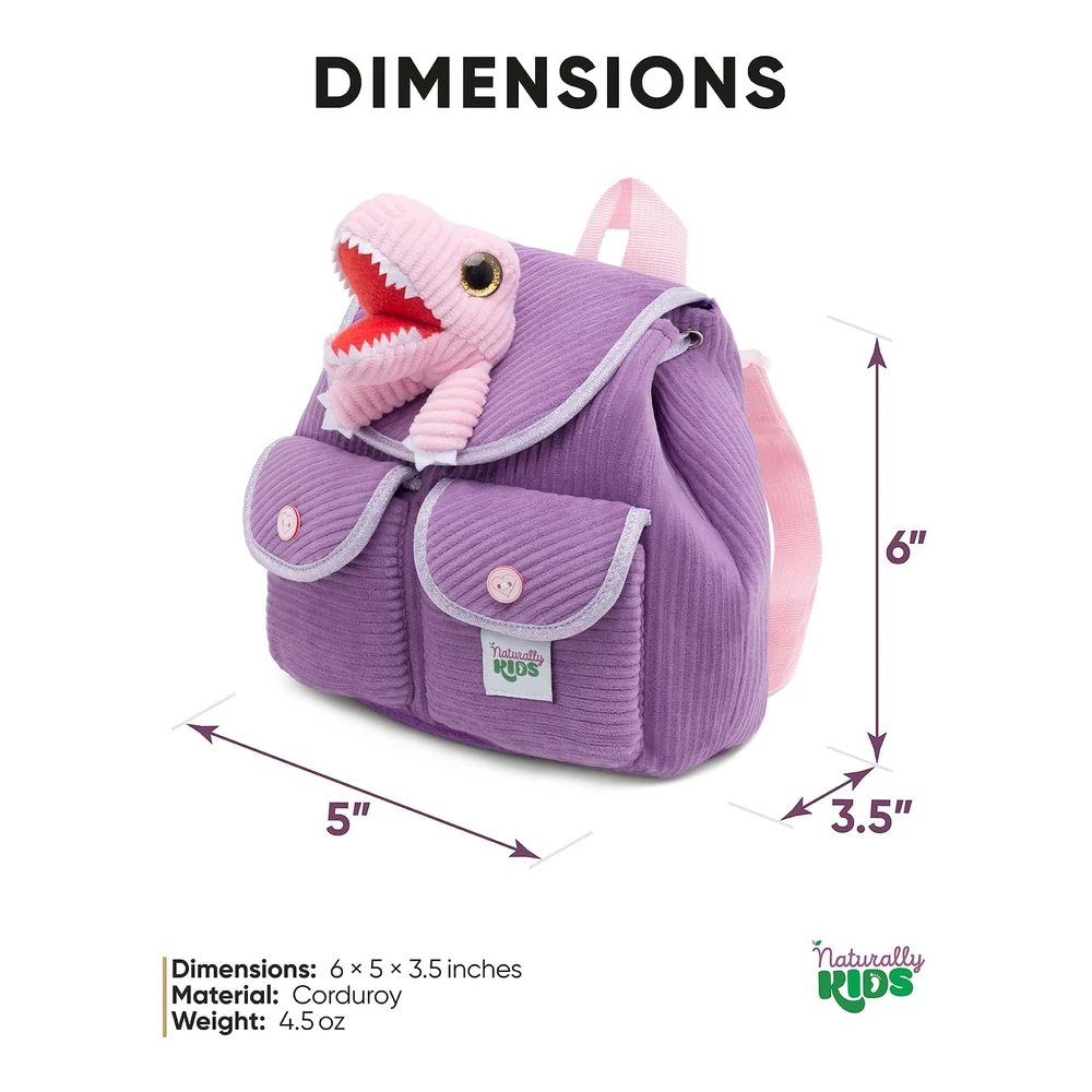 b095yz11hv_2.webp Naturally Kids Mini Mochila de Dinosaurio, Muy Pequeña para Niñas y Niños - Juguetes para niños de 3 a 5 Años - Morada - Pequeña Trex
