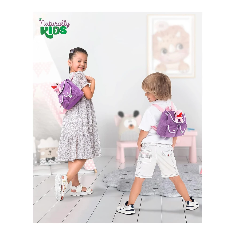 b095yz11hv_3.webp Naturally Kids Mini Mochila de Dinosaurio, Muy Pequeña para Niñas y Niños - Juguetes para niños de 3 a 5 Años - Morada - Pequeña Trex