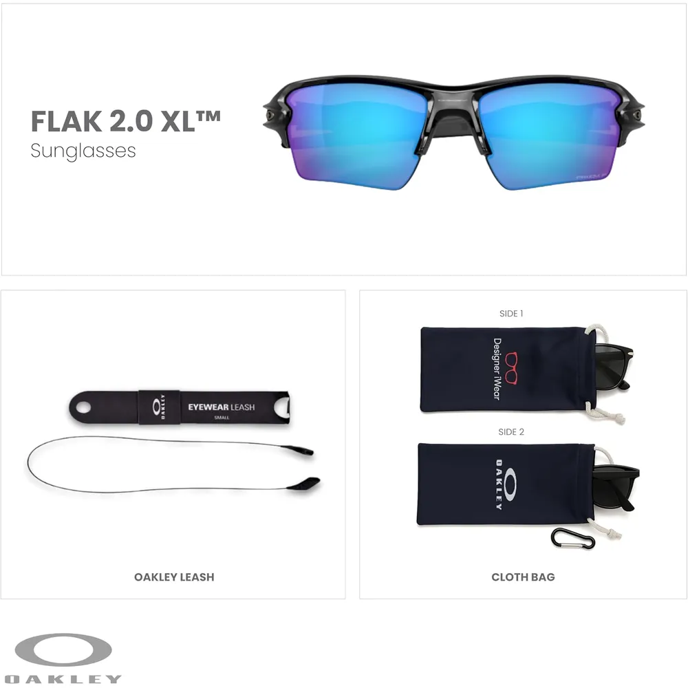 Oakley Flak 2.0 XL OO9188 Gafas de sol para hombre | Polished Black / Prizm Sapphire