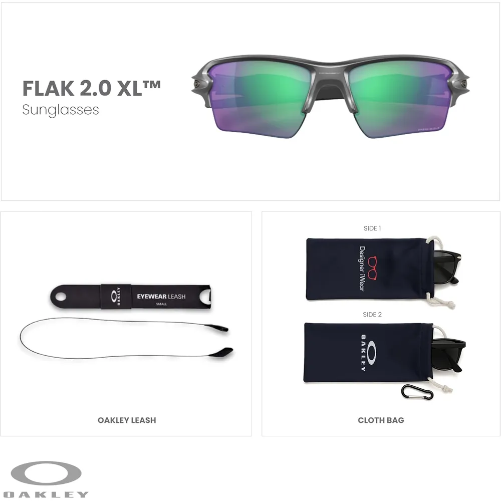 Oakley Flak 2.0 XL OO9188 Gafas de sol para hombre | Steel / Prizm Road Jade I