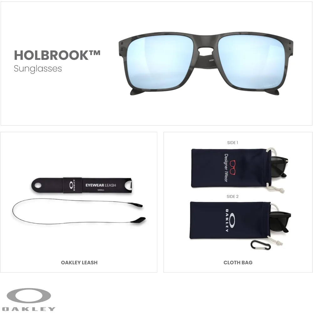 Oakley Holbrook OO9102 Gafas de sol para hombre | Matte Black Camo / Prizm Deep Water