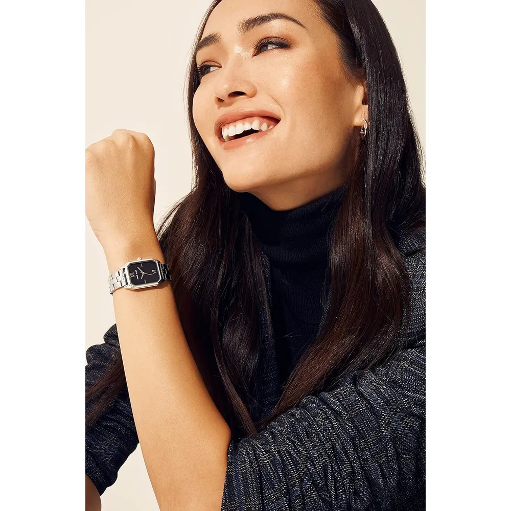 Anne Klein AK/3774BKGB reloj femenino con brazalete | 24 mm - Plata/Negro