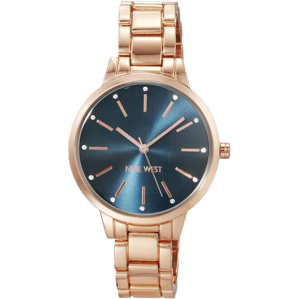 Nine West NW/2098CHGB reloj para dama | 36 mm - Azul marino/Oro rosa