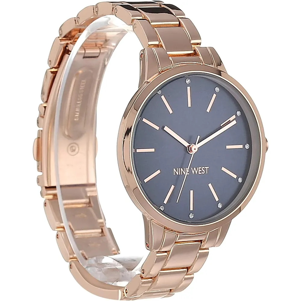Nine West NW/2098CHGB reloj para dama | 36 mm - Azul marino/Oro rosa