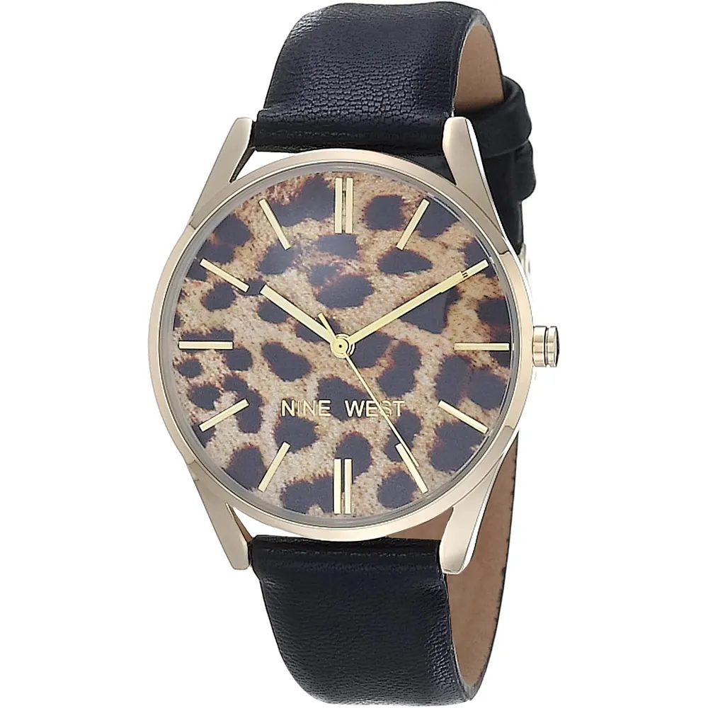Nine West NW/1995SVBK reloj elegante con correa | 36 mm - Negro/Oro