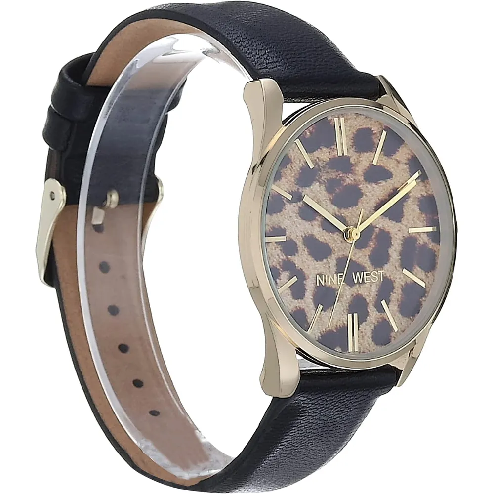 Nine West NW/1995SVBK reloj elegante con correa | 36 mm - Negro/Oro