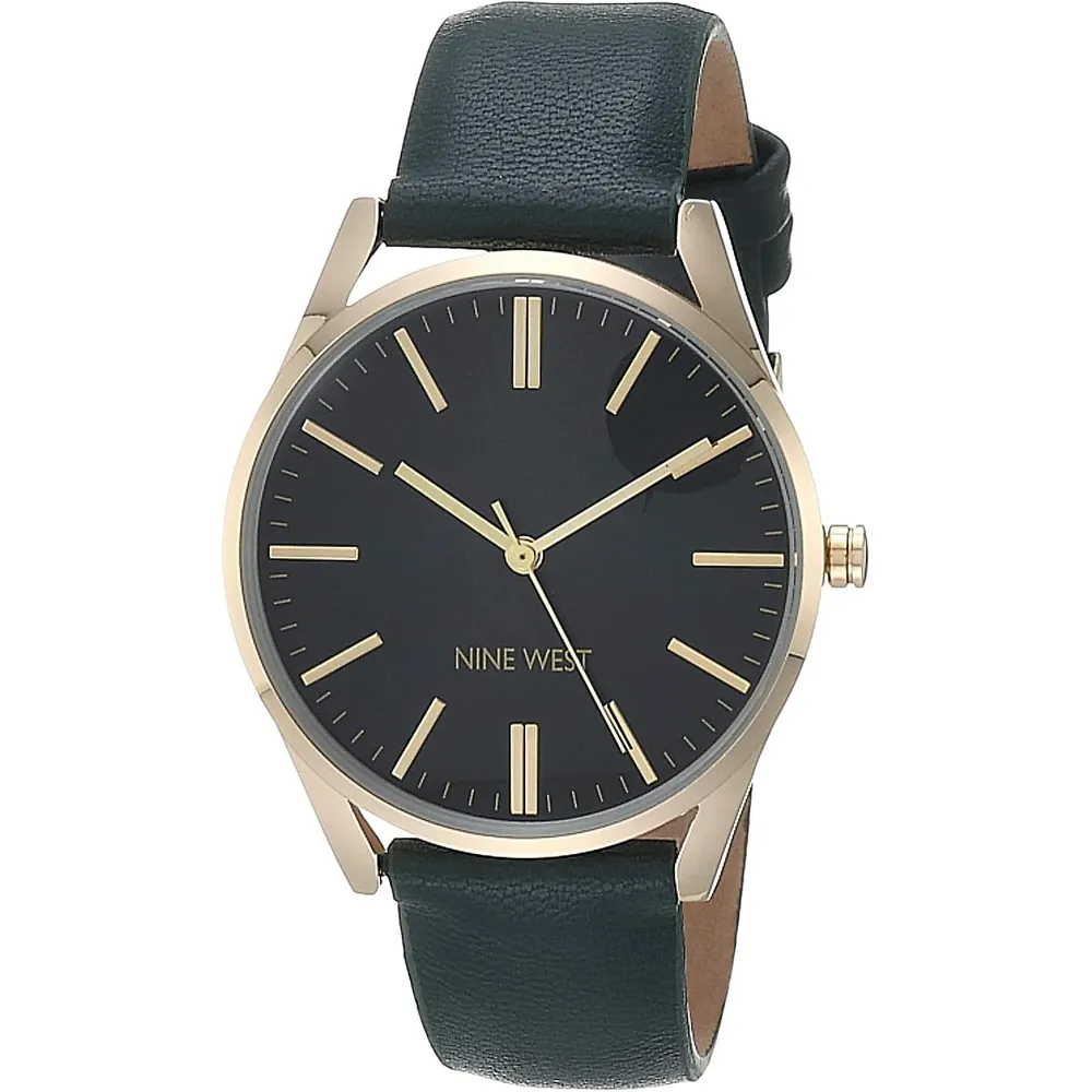 Nine West NW/1995SVBK reloj elegante con correa | 36 mm - Verde/Dorado
