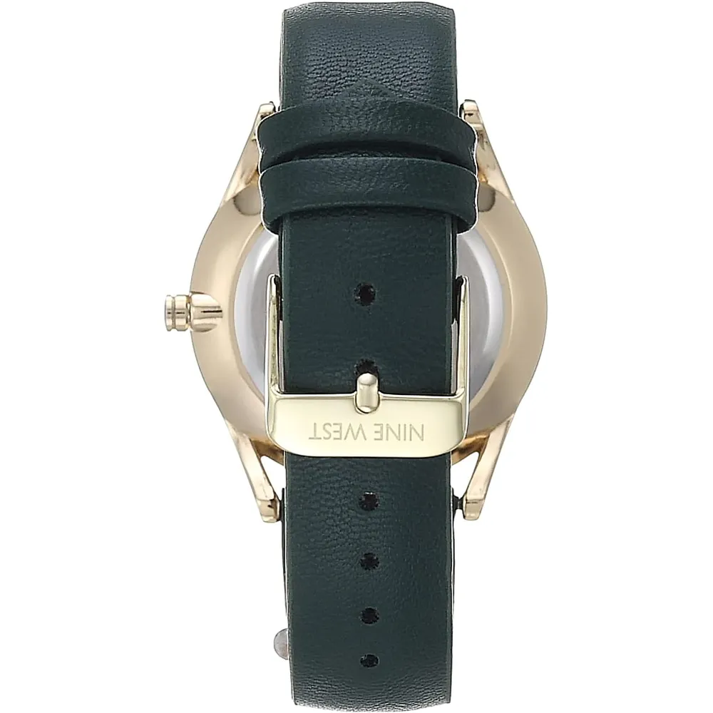 Nine West NW/1995SVBK reloj elegante con correa | 36 mm - Verde/Dorado