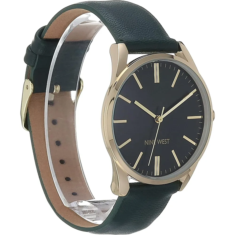 Nine West NW/1995SVBK reloj elegante con correa | 36 mm - Verde/Dorado