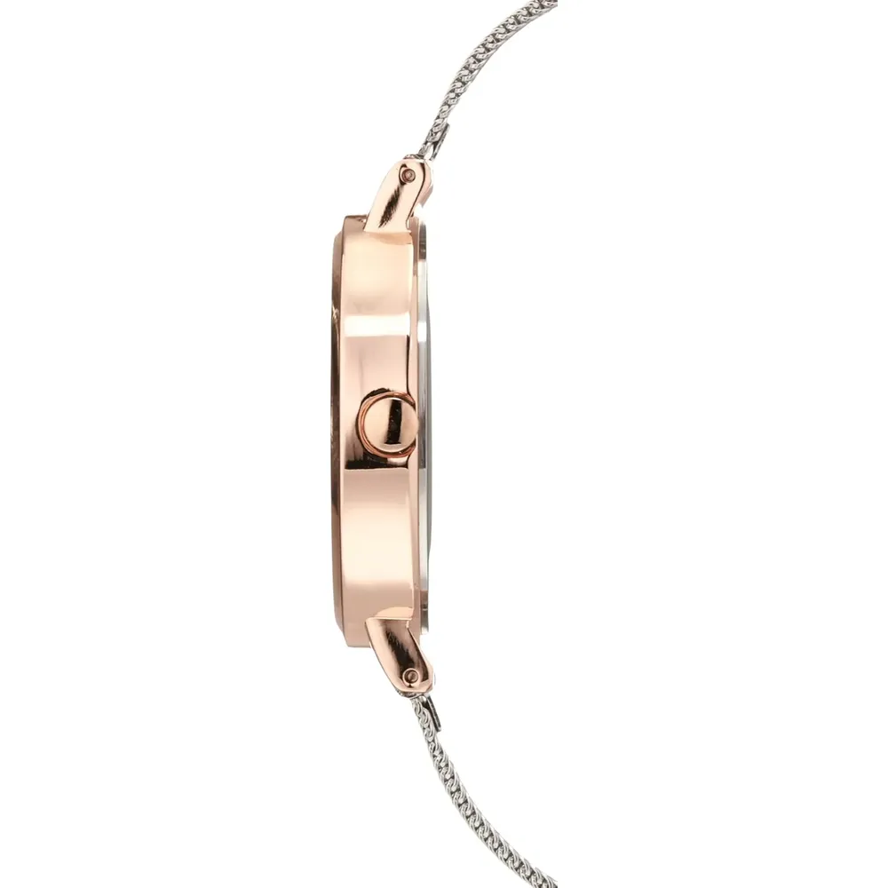 Nine West NW/2146RGRG reloj femenino de malla | 34 mm - Plateado /oro rosa