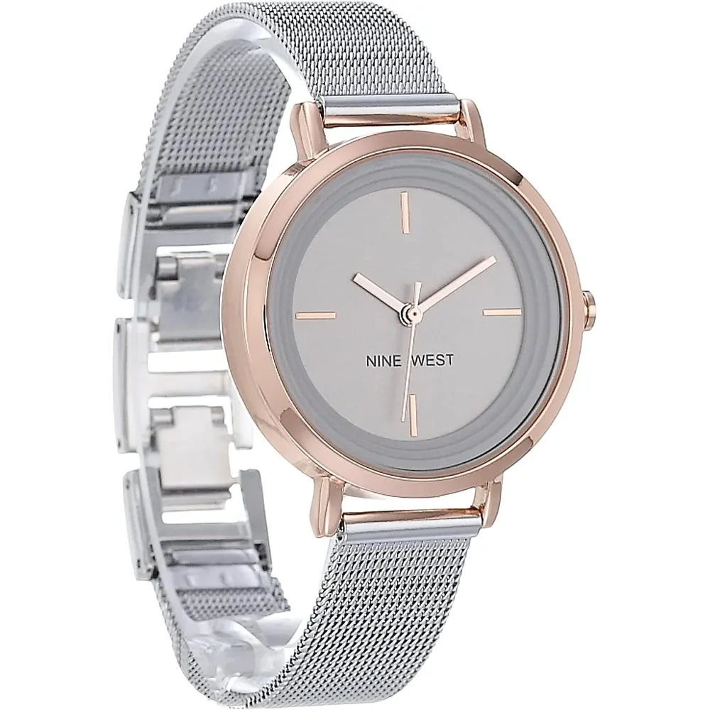 Nine West NW/2146RGRG reloj femenino de malla | 34 mm - Plateado /oro rosa