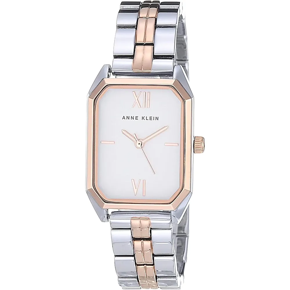 Anne Klein AK/3774BKGB reloj femenino con brazalete | 24 mm - Plateado/Oro rosa
