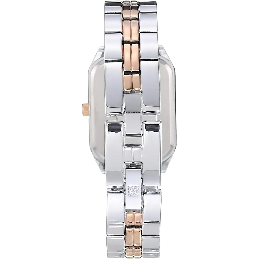 Anne Klein AK/3774BKGB reloj femenino con brazalete | 24 mm - Plateado/Oro rosa
