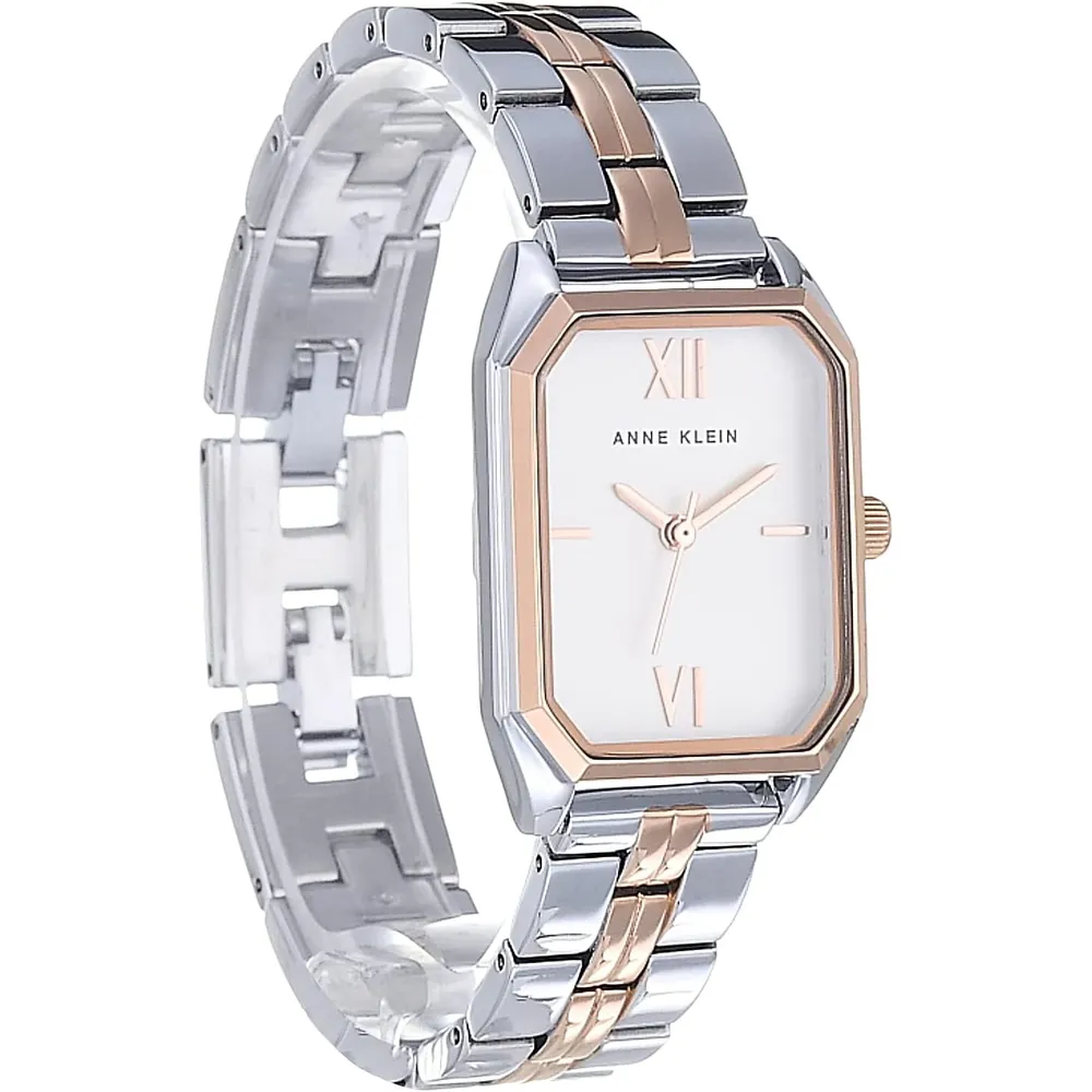 Anne Klein AK/3774BKGB reloj femenino con brazalete | 24 mm - Plateado/Oro rosa