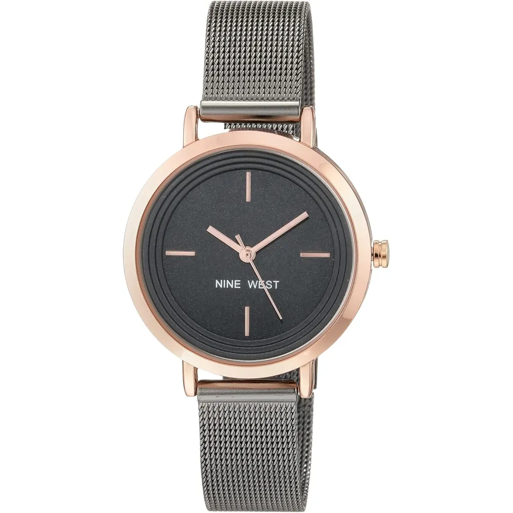 Nine West NW/2146RGRG reloj femenino de malla | 34 mm - Gris plomizo oscuro/oro rosa