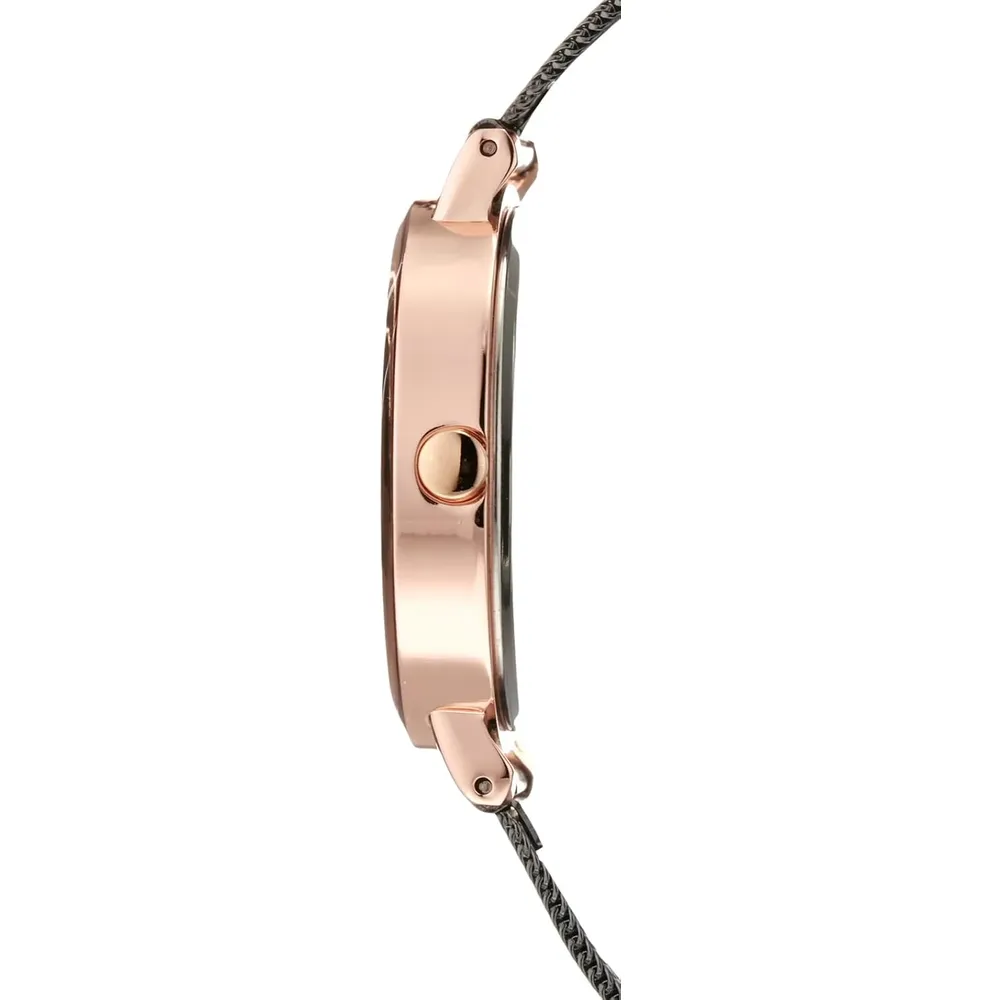 Nine West NW/2146RGRG reloj femenino de malla | 34 mm - Gris plomizo oscuro/oro rosa