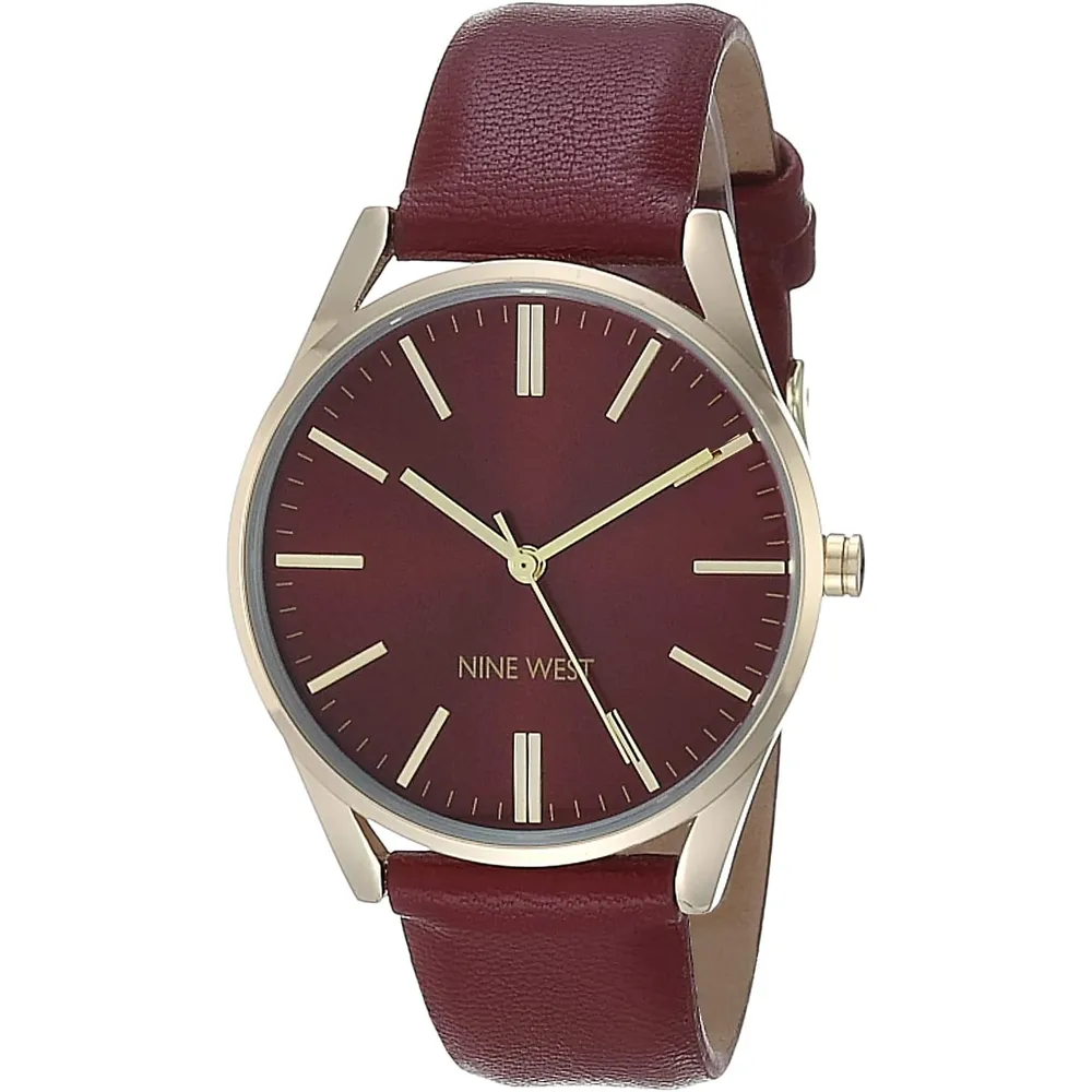 Nine West NW/1995SVBK reloj elegante con correa | 36 mm - Borgoña/ dorado