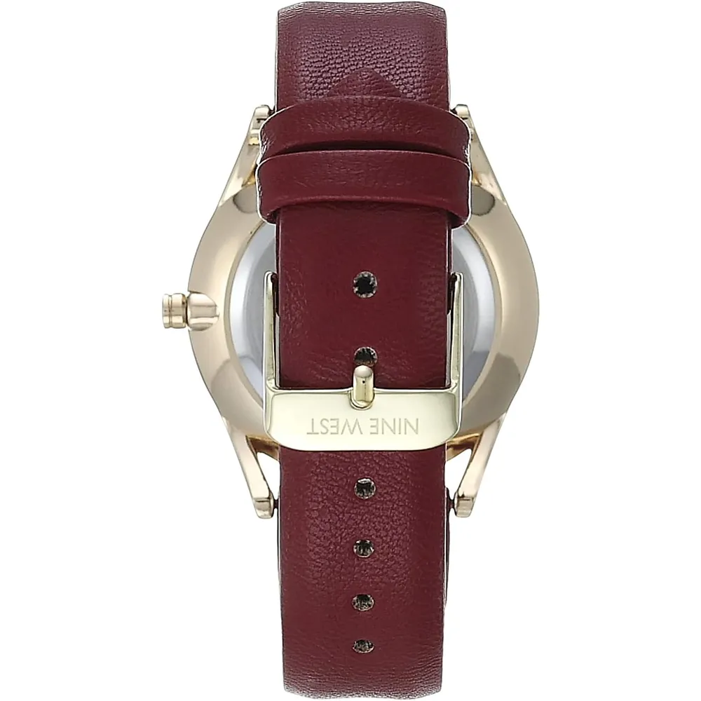 Nine West NW/1995SVBK reloj elegante con correa | 36 mm - Borgoña/ dorado