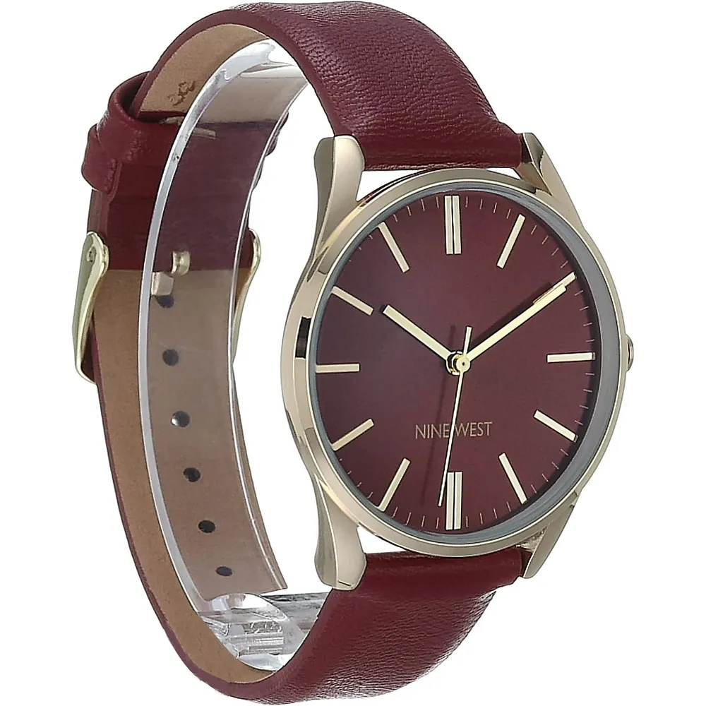 Nine West NW/1995SVBK reloj elegante con correa | 36 mm - Borgoña/ dorado