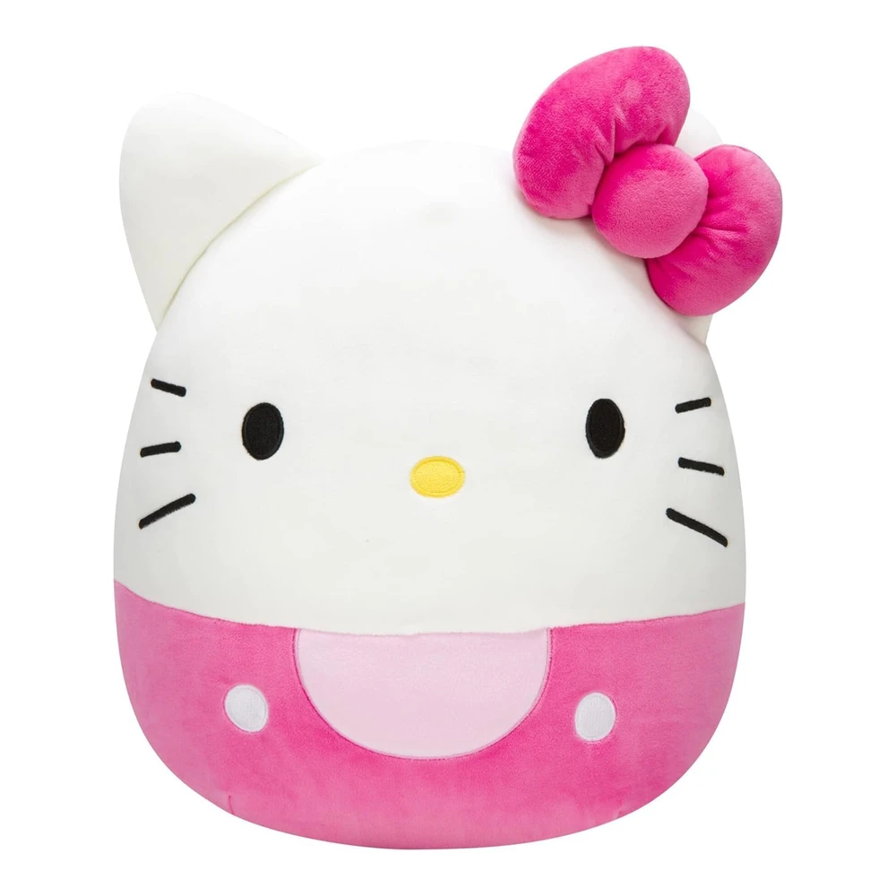 Squishmallows Hello Kitty - Arco Rosa y Pantalones Cortos de 14" - Sanrio - Peluche Grande Ultrasuave Oficial Kellytoy