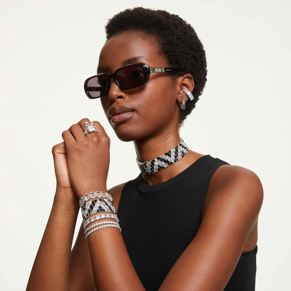SWAROVSKI PULSERA CUADRADA MATRIX ACABADO RODIO PARA MUJER | TRANSPARENTE
