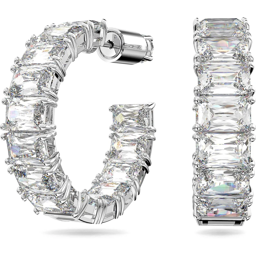 SWAROVSKI ARETES HOOP OCTAGONO MATRIX ACABADO RODIO PARA MUJER | TRANSPARENTE