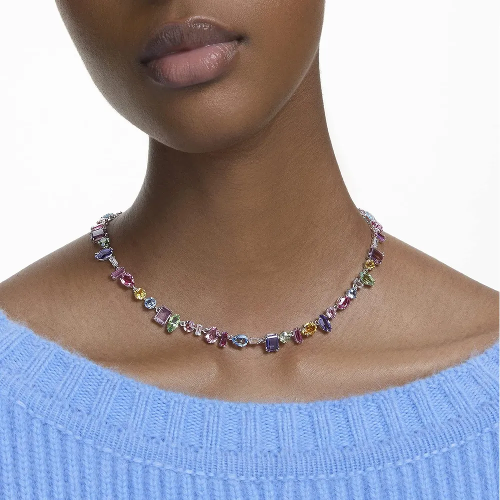 SWAROVSKI COLLAR CRISTALES MIXTOS GEMA ACABADO RODIO PARA MUJER | MULTICOLOR